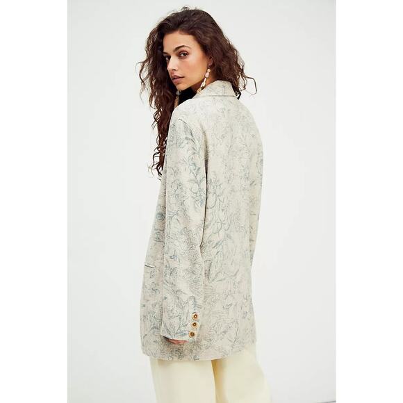 Free People Printed Beckett Blazer Sage - S - Picture 2 of 5